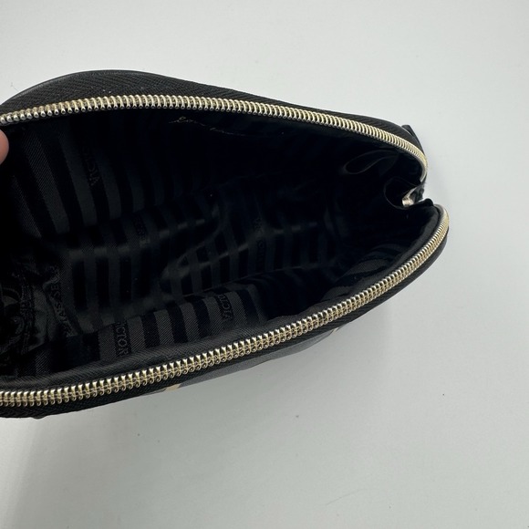 Victoria's Secret Love Small Cosmetic Bag Black gold Zipper Logo - Picture 6 of 8